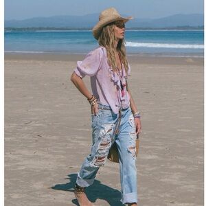 Spell Lei Lei Frill Short Sleeve Blouse in Lavender